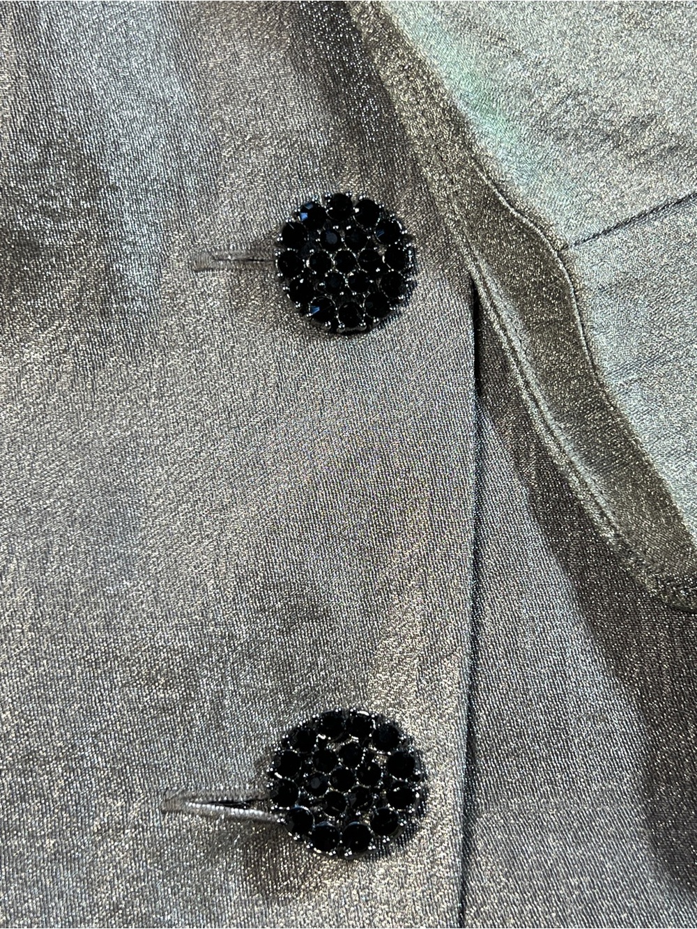Adrianna Papell Metallic Silver Ruffle Collar Blazer - Picture 4 of 9